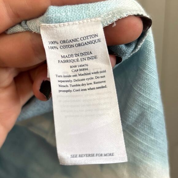 Faherty Faded Blue Vida Shibori Tie Dye Tiered Organic Cotton Dress XS - Picture 8 of 9